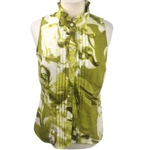 The limited blouse top ruffles Pleats medium green